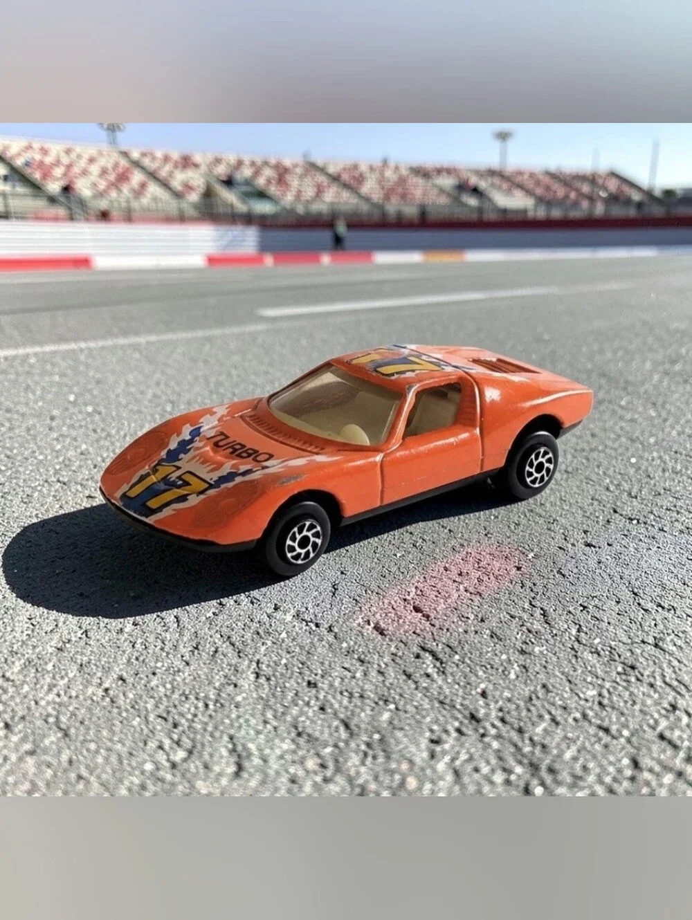 Yatming #17 Turbo Orange Lamborghini Miura Decal Tomica-sized Die-Cast 1:64 Toy.